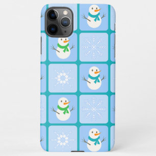 Capa Para iPhone Boneco de neve e flocos de neve xadrez de inverno