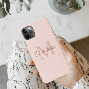 Capa Para iPhone Capas de iphone rosa personalizada   Monograma e S