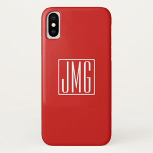 Capa Para iPhone Da Case-Mate 3 iniciais Monograma Vermelho e Branco (ou cor d