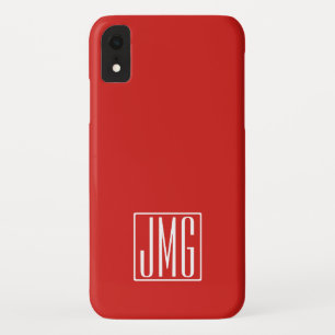 Capa Para iPhone Da Case-Mate 3 iniciais Monograma Vermelho e Branco (ou cor d