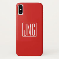 3 Iniciais Monograma | Vermelho e Branco (ou cor s