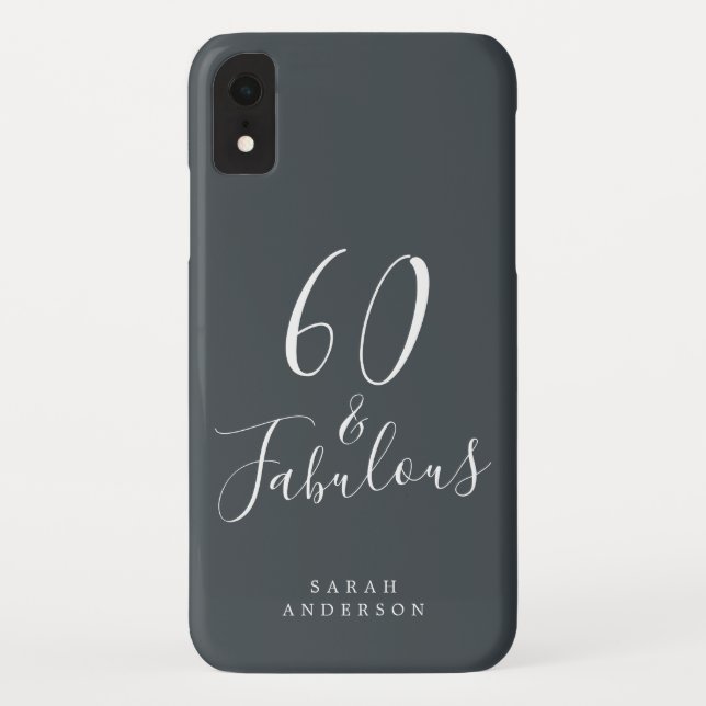 Capa Para iPhone, Case-Mate 60 e Sassy Script Black White 60º aniversário (Verso)
