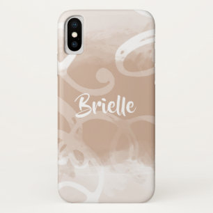 Capa Para iPhone Da Case-Mate A aguarela Pastel chique de Brown roda com nome