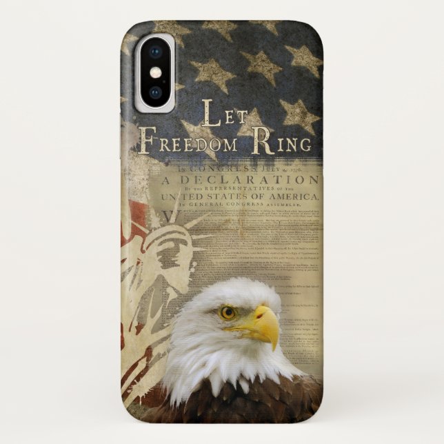 Capa Para iPhone, Case-Mate A americana deixou a bandeira da águia americana (Verso)