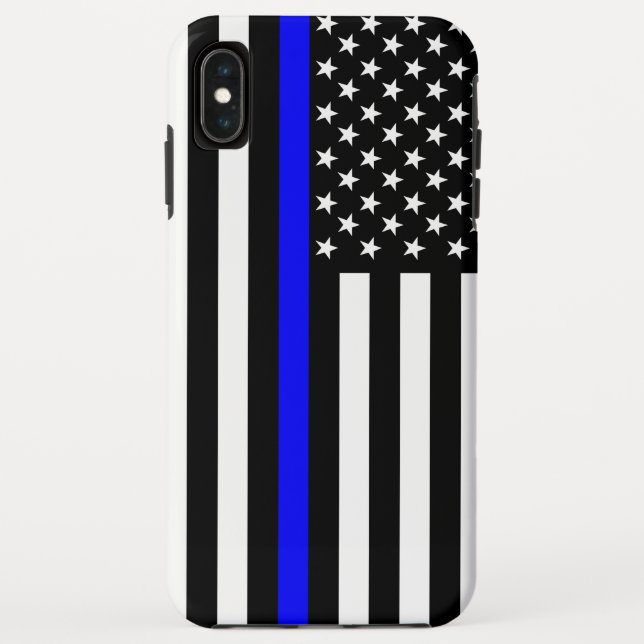 Capa Para iPhone, Case-Mate A bandeira americana da linha azul fina (Verso)