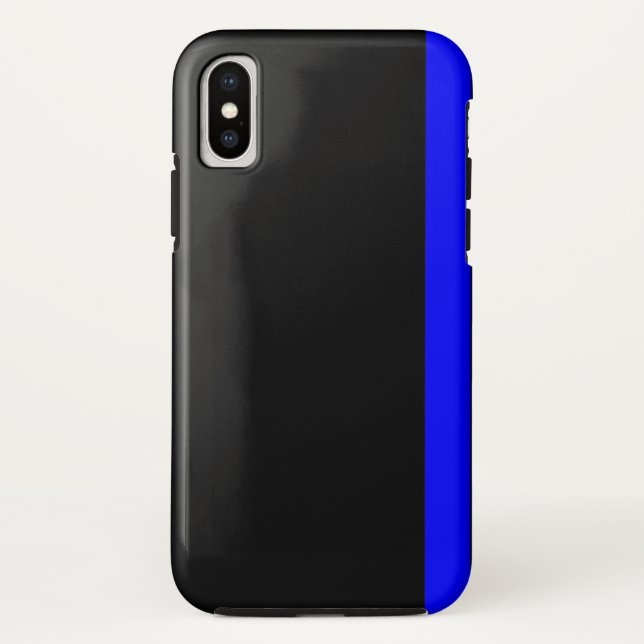 Capa Para iPhone, Case-Mate A Linha Azul Fino Simbólica é Preta Vertical (Verso)