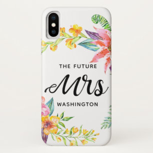 Capa Para iPhone Da Case-Mate A Sra. futura Roteiro Tropical Flor Aguarela