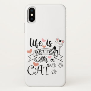 Capa Para iPhone Da Case-Mate A vida é melhor com um slogan de citação do Cat