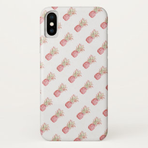 Capa Para iPhone X Abacaxi cor-de-rosa tropical