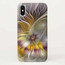 Capa Para iPhone X Abstrato de Fantasia Colorida Flor Moderno Fractal