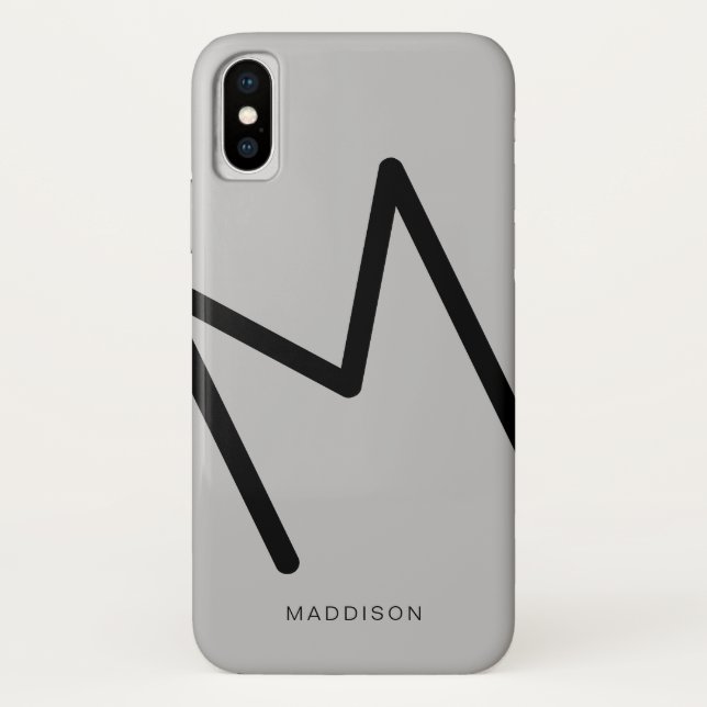 Capa Para iPhone, Case-Mate Abstrato de Monograma Simples de Cinza Preta e Sil (Verso)