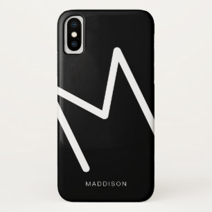 Capa Para iPhone Da Case-Mate Abstrato de Monograma Simples, Preto e Branco