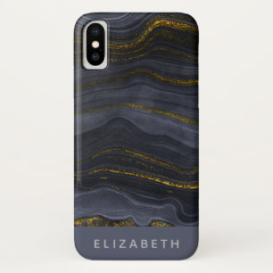 Capa Para iPhone Da Case-Mate Abstrato de Pedra Preta e Dourada Moderna