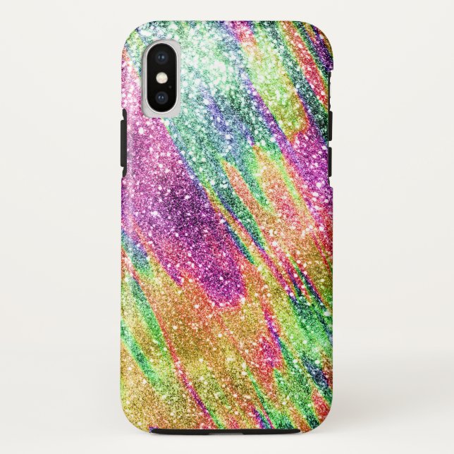 Capa Para iPhone, Case-Mate Abstrato Neon Rainbow Sparkly Glitter (Verso)