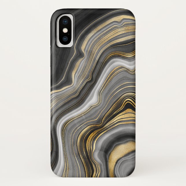 Capa Para iPhone, Case-Mate Abstrato preto e dourado (Verso)