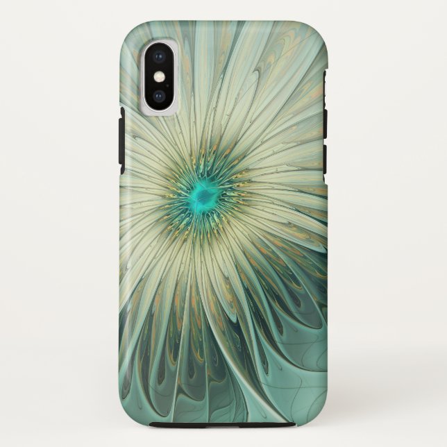 Capa Para iPhone, Case-Mate Abstrato Sage Green Fantasy Flor Arte Fractal (Verso)