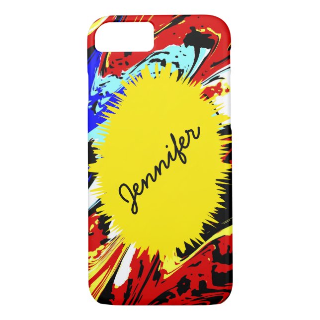 Capa Para iPhone, Case-Mate Abstrato selvagem e amarelo, nome personalizado, (Verso)
