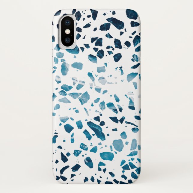 Capa Para iPhone, Case-Mate Abstrato Terrazzo Mosaico Marinho e padrão azul cl (Verso)