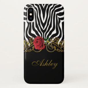 Capa Para iPhone Da Case-Mate Abstrato Zebra Flor Vermelho Negro Branco Dourado