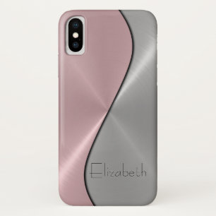 Capa Para iPhone X Aço inoxidável, prata e rosa