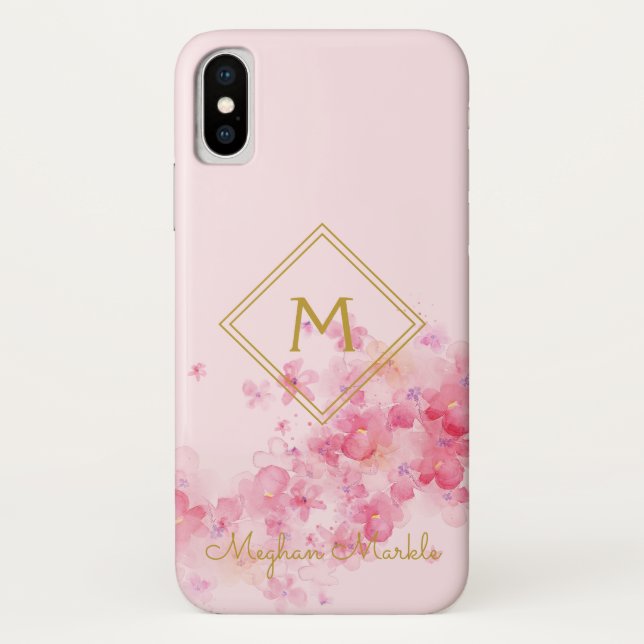 Capa Para iPhone, Case-Mate Adicionar nome Flores Rosa Simples Modernas Person (Verso)