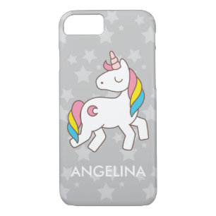 Capa iPhone 8/7 Adicionar seu nome Cute Magical Unicorn Personaliz