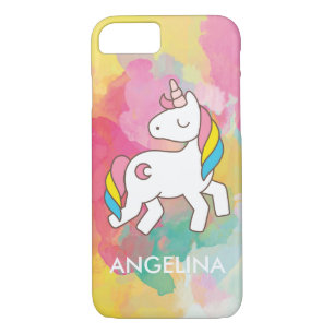 Capa iPhone 8/7 Adicionar seu nome Cute Magical Unicorn Personaliz