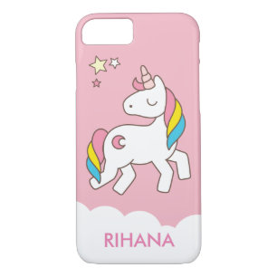 Capa iPhone 8/7 Adicionar seu nome Cute Magical Unicorn Personaliz