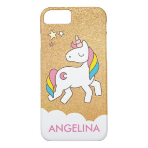 Capa iPhone 8/7 Adicionar seu nome Cute Magical Unicorn Personaliz