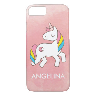 Capa iPhone 8/7 Adicionar seu nome Cute Magical Unicorn Personaliz