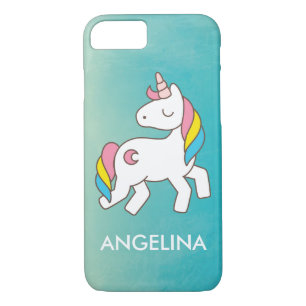Capa iPhone 8/7 Adicionar seu nome Cute Magical Unicorn Personaliz