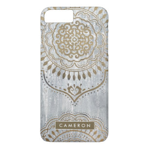 Capa iPhone 8 Plus/7 Plus Adicionar Seu Nome  Mandala Dourado Design