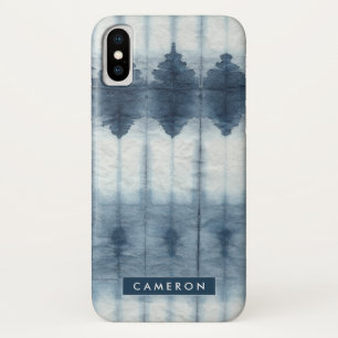 Capa Para iPhone X Adicionar Seu Nome  Shibori Indigio Impressão