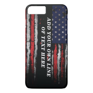 Capa iPhone 8 Plus/7 Plus Adicione seu próprio texto no sinalizador america