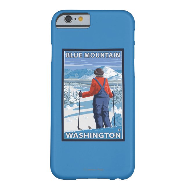 Capa Para iPhone, Case-Mate Admiração do esquiador - montanha azul, Washington (Verso)