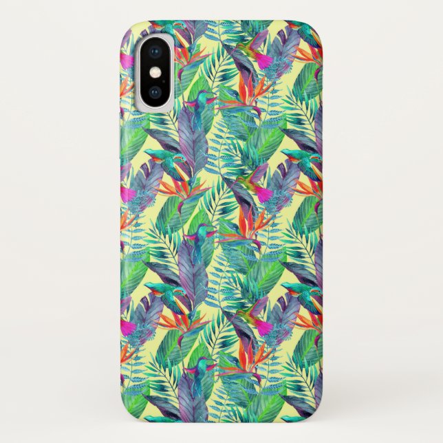 Capa Para iPhone, Case-Mate Aguarela Humminbirds na selva (Verso)