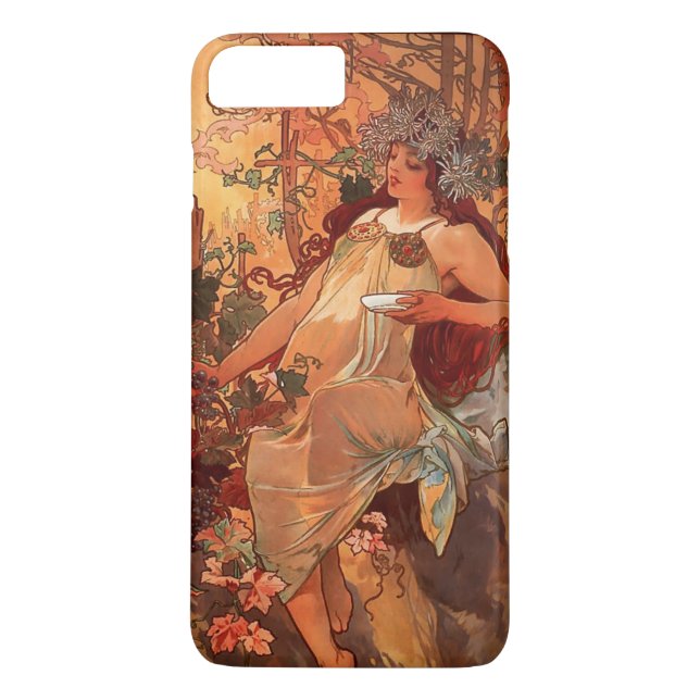 Capa Para iPhone, Case-Mate Alfons Mucha Art Nouveau Autumn Painting (Verso)