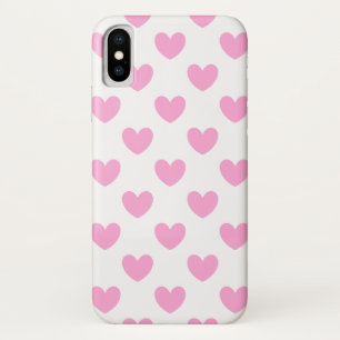 Capa Para iPhone X Algodão Candy Polka cor-de-rosa com coração bra