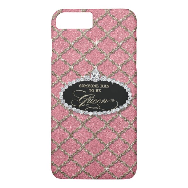 Capa Para iPhone, Case-Mate Alguém deve ser Rainha, Quatrefoil Jewel Glitter (Verso)