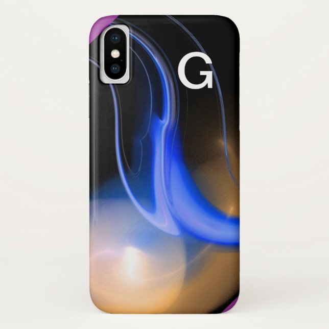 Capa Para iPhone, Case-Mate ALIENÍGENA PÉARL Monograma Púrpura Azul (Verso)