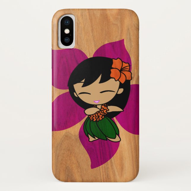 Capa Para iPhone, Case-Mate Aloha do falso havaiano da menina de Hula dos méis (Verso)