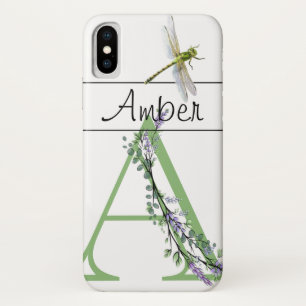 Capa Para iPhone Da Case-Mate Alphabet - Letra A Lavanda Eucalyptus Dragonfly