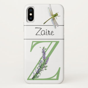 Capa Para iPhone Da Case-Mate Alphabet letter Z Lavanda Eucalyptus Dragonfly