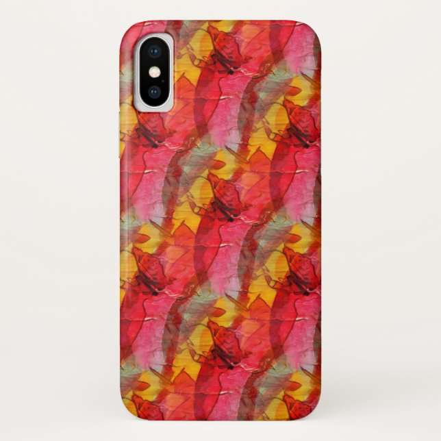 Capa Para iPhone, Case-Mate Amarelo vermelho da arte da aguarela (Verso)