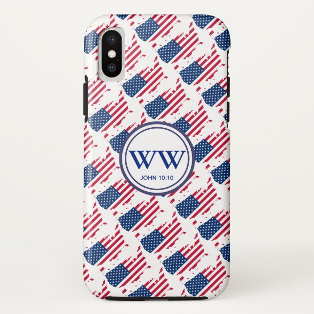 Capa Para iPhone, Case-Mate América EUA Flag Monograma Abundant Life Christian (Verso)