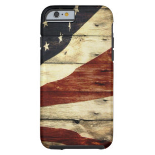 Capa Tough Para iPhone 6 Americana de madeira da bandeira americana do