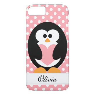 Capa iPhone 8/7 Amor cor-de-rosa do pinguim