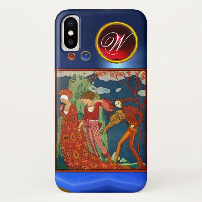 CAPA PARA iPhone, Case-Mate  AMOR, DESEJO E MORTE, MONOGRAMA DE PEDRA VERMELHA (Verso)