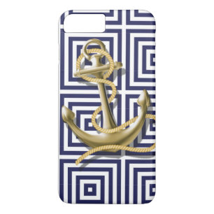 Capa iPhone 8 Plus/7 Plus âncora náutica do teste padrão formal do marinh
