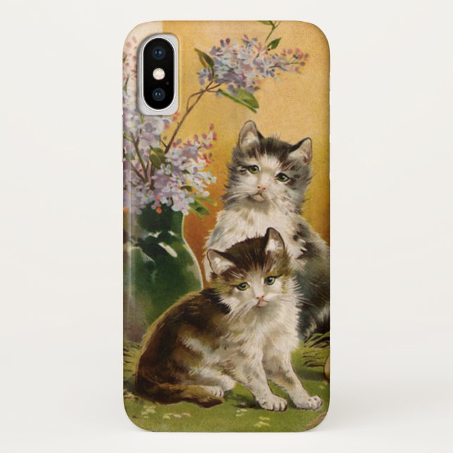 Capa Para iPhone, Case-Mate Animais Antigos, Gatos Vitorianos Fofos e Flores (Verso)